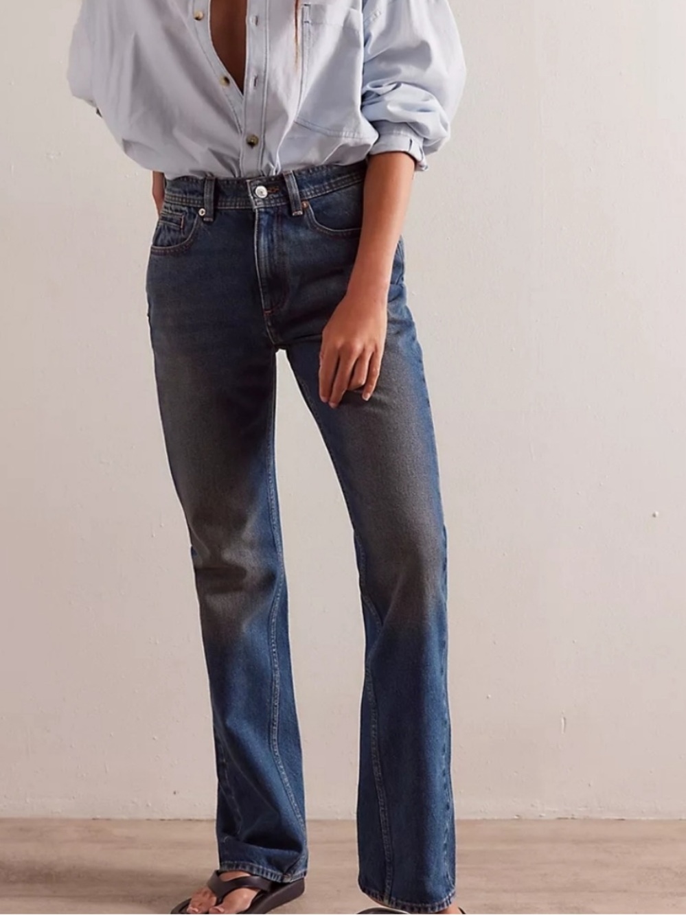 We The Free Xena Straight-Leg Jeans in Dark Blue Wash